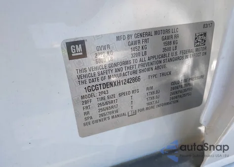 2017 Chevrolet Colorado Z71 from USA, damaged, VIN 1GCGTDENXH1242866